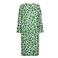 thumbnail image 6 of FOR U DESIGNS Shamrock Leopard Green Print House Dresses for Women, Breathable Long Sleeve Night Shirts Soft House Dress with Pockets, Duster Lounger Robe with Zipper, M, 6 of 8