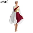 thumbnail image 2 of Vestido de danza lírica litúrgica para mujer, manga larga, metalizado, asimétrico, traje de adoración, vestido de actuación de danza de ballet, 2 of 5