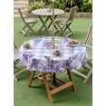 thumbnail image 4 of Outdoor Tablecloth with Umbrella Hole for Patio/Picnic/Party/Camping, Purple Flowers Waterproof Table Cloth Round Cover Washable, Weeping Spring Floral Checkered Pastoral (Dia 60"), 4 of 8