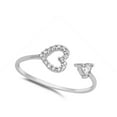 thumbnail image 4 of Open Adjustable Heart Clear CZ Promise Ring .925 Sterling Silver Band White Female Size 7, 4 of 4