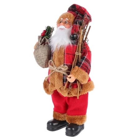LOLIPPYY 1Pc Standing Santa Claus Figurine with Red Fabric Coat