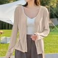 thumbnail image 2 of Baberdicy Coffee Women's Thin Long Sleeved V Neck Jacket Knitted Air Conditioning Shirt Cardigan Tops, L, 2 of 9