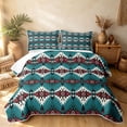 thumbnail image 2 of Erosebridal Retro Aztec Twin Quilt Set, Baroque Rhombus Twin Coverlet Set, Teal White Maroon Black 2-Piece, 1 Bedspread and 1 Pillowcase, 2 of 7