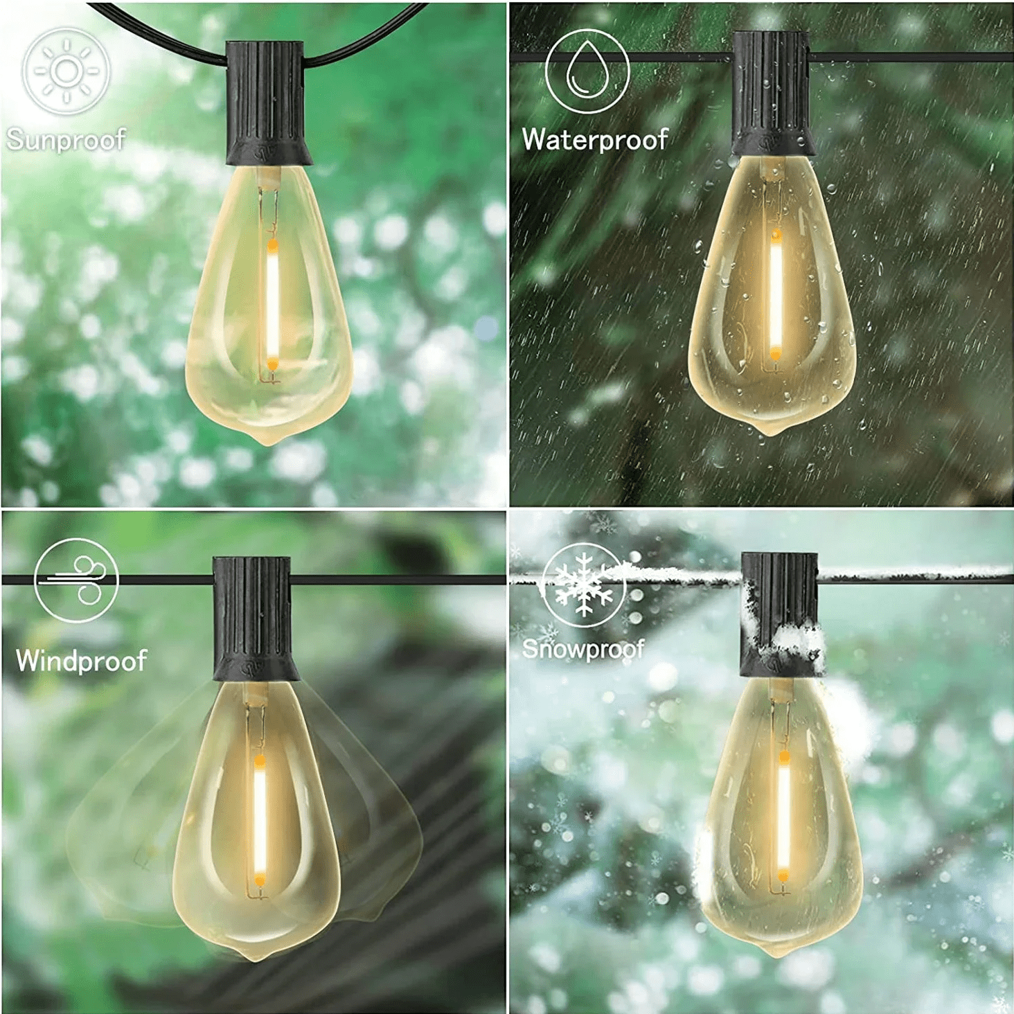 DAYBETTER Outdoor String Lights, 120FT Patio String Lights with 30 Shatterproof ST38 Bulbs, Waterproof Hanging Lights for Backyard, Garden, Wedding Decor