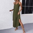 thumbnail image 5 of Daiosportswear Robe Longue d'Été Sans Manches à Bretelles et Ourlet Incurvé pour Femmes, Couleur Unie, Col Rond, Bretelles, Dos Nu, Plage, Robe d'Été, Robe à Manches Courtes pour Femmes, Vert Armée TTG(TTG), 5 of 5