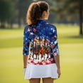 thumbnail image 4 of Garronmavis Horse Racing Women's Golf Shirt and Sun Visor Hat Set Breathable Fabric 3/4 Sleeve Golf Shirts Moisture Wicking Adjustable UV Protection Sun Hat Cap for Tennis Enthusiasts, 4 of 7