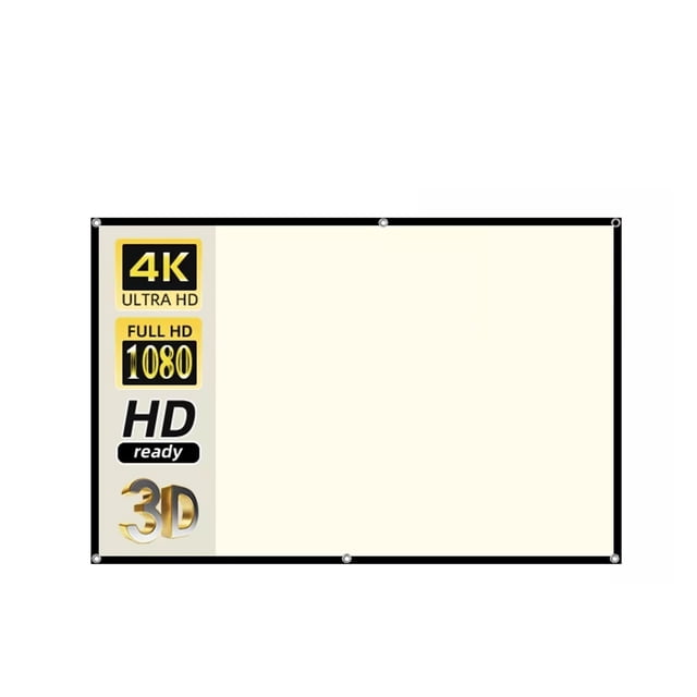 Projector Screen 16:9 High Brightness Reflective Foldable White Grid Anti Light Curtain 100 120 Inch HD For Home Outdoor ,Wrinkle-Free