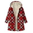thumbnail image 4 of FDGIU Women's Oversized Plaid Flannel Shacket - Sherpa Lined Zip Up Hooded Warm Jacket, 4 of 5