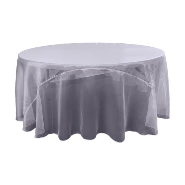 LA Linen TCOrgz108R-GreyO41 Nappe Ronde en Organza Transparent, Gris - 108 Po.