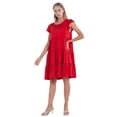 thumbnail image 2 of Monfince Women Dresses Summer Casual Knee Length Shift Dress Plain Sleeveless Ruffle Sleeve Loose Fit Flowy Pleated Mini Dress Babydoll Tiered Swing Dresses, Red S-2XL, 2 of 6