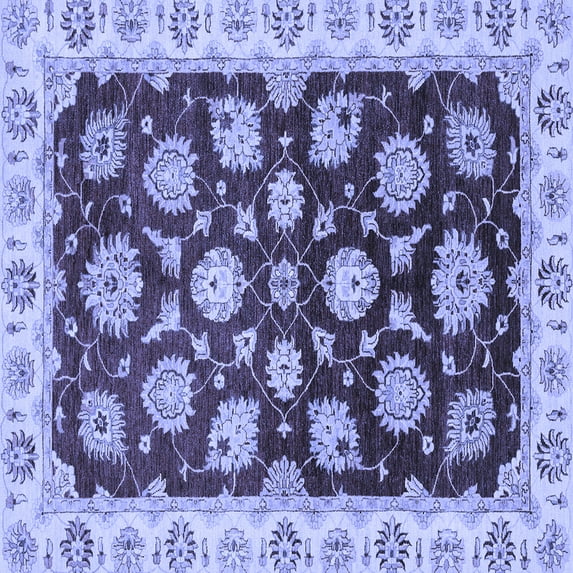 Ahgly Company Machine Washable Indoor Square Oriental Blue Traditional Area Rugs, 7' Square