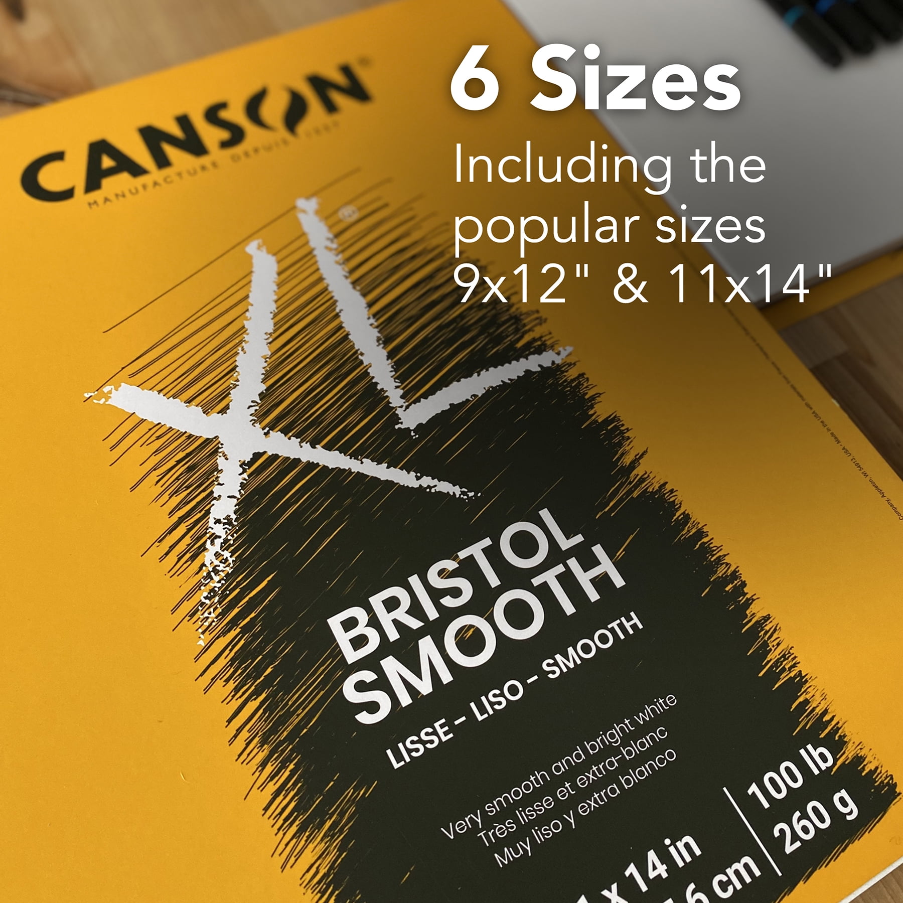 Canson XL Series Bristol Pad, Smooth Finish, Foldover Binding, 25 Sheet, 9x12 inch, Pack of 2