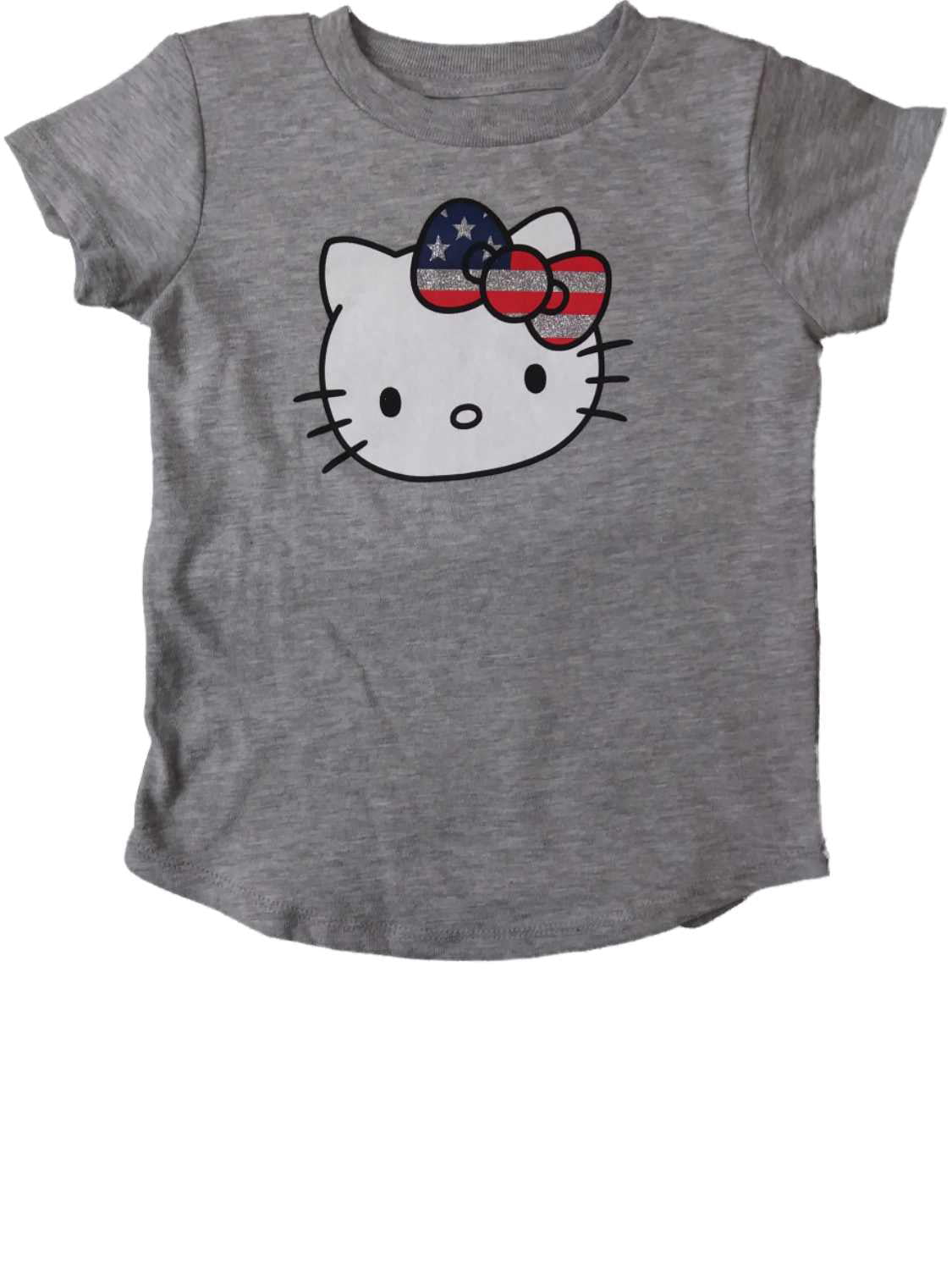 Kitten Looking at The Sky Girls Cotton Short-Sleeved T-Shirt Cartoon Cute Funny Gray 