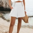 thumbnail image 2 of Timegard Shorts for Women Elastic High Waist Button Loose Shorts Lightweight Summer Beach Casual Shorts, 2 of 5