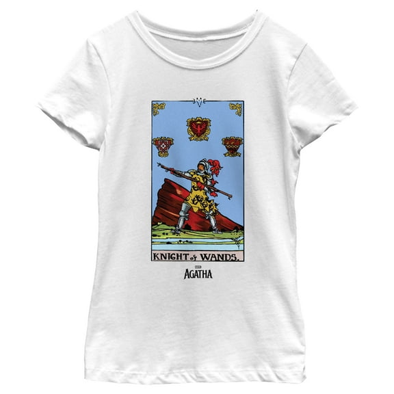 Girl's Marvel: Agatha All Along Knight Of Wands Card Graphic T-Shirt
