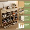 thumbnail image 5 of Huloretions Rattan Shoe Cabinet With 4 Flip Drawers,Freestanding Shoe Cabinet Organizer,Shoes Storage Cabinet For Entryway,Farmhouse Narrow Shoe Rack Cabinet, 5 of 9
