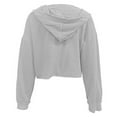 thumbnail image 3 of Cropped Hoodies for Women 2025 Fall Winter Lightweight Long Sleeve Plain Hooded Sweatshirt Pullover Tops, 3 of 6