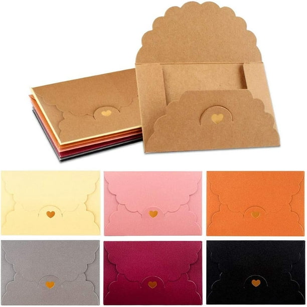 ShenMo Mini Enveloppes 42 Pièces Mini Enveloppes de Papier Kraft Enveloppes  Colorées Rétro Mignon Enveloppes Mini Enveloppes pour Cartes-cadeau  Enveloppes 