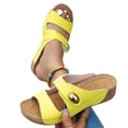 thumbnail image 4 of KIJBLAE Women's Minimalist Round Toe Thick Sole Wedge Sandals, Open Toe Casual Beach Slippers for Vacation Yellow 36, 4 of 9