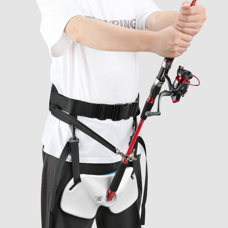 fishing belt with rod holder KOMCLUB Fishing Belt Rod Holder Adjustable Length Fishing Fighting Waist  Belt with EVA Padded Great Plastic Material Fighting Belt WHITE