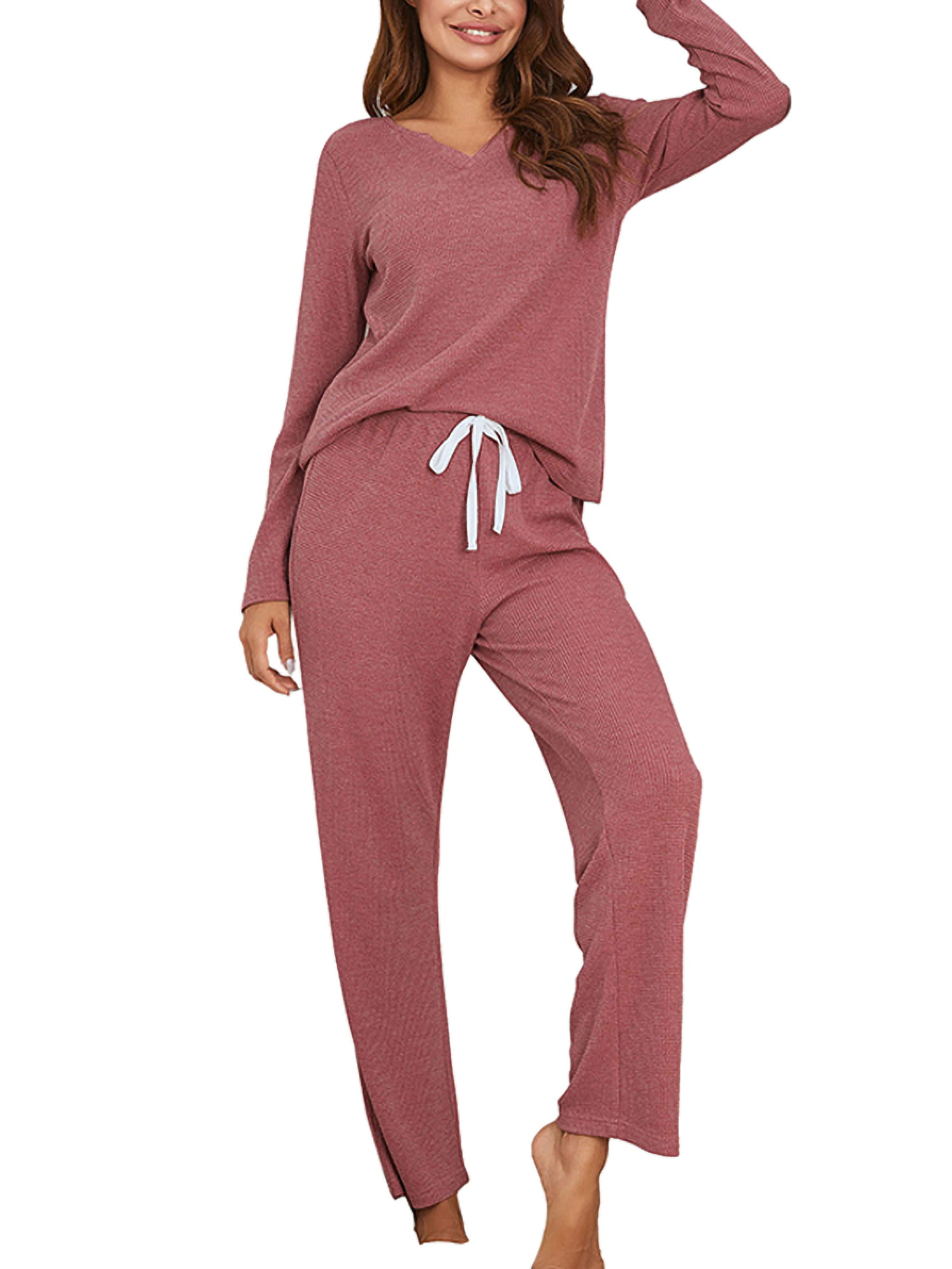 Women 2 Piece Tracksuit Joggers High Low Top and Bottoms Casual Loungewear Knitted Outfit