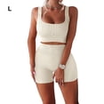 thumbnail image 2 of Naiovety 2 unids/set ejercicio Fitness mujer chaleco pantalones cortos senderismo Yoga transpirable Crop Tops pantalones de cintura alta Kit Uniforme atlético Blanco L, 2 of 6