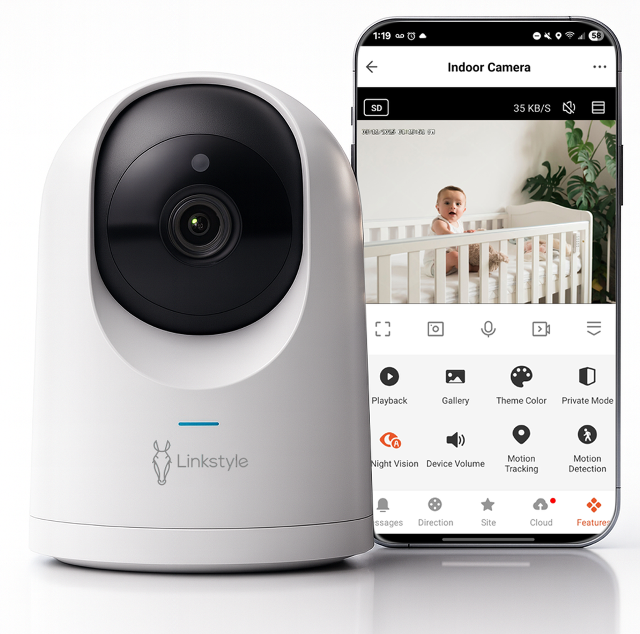 Mira II 2K Indoor Security Camera By LINKSTYLE — Baby, Pet & Home Smart Surveillance Monitor, AI Motion, 2-Way Audio, Night Vision (NO SUBSCRIPTION REQUIRED)