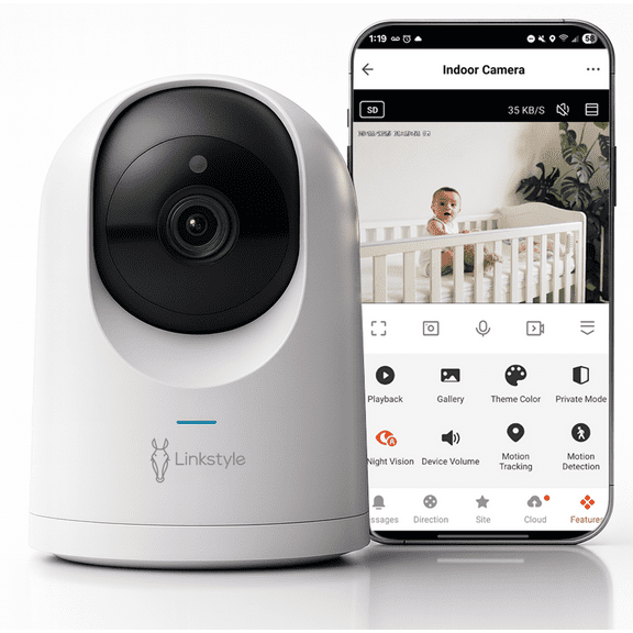 Mira II 2K Indoor Security Camera By LINKSTYLE — Baby, Pet & Home Smart Surveillance Monitor, AI Motion, 2-Way Audio, Night Vision (NO SUBSCRIPTION REQUIRED)