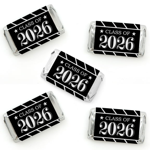 Big Dot of Happiness Graduation Cheers - Mini Candy Bar Wrapper Stickers - 2026 Graduation Party Small Favors - 40 Count
