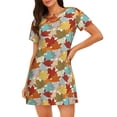 thumbnail image 1 of Fotbe Fall Maple Leaves Bata de Dormir para Mujer con Estampado, Camisón de Algodón de Manga Corta, Ropa de Dormir Casual, 1 of 6