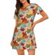 thumbnail image 1 of Balery Fall Maple Leaves Camisón de manga corta con cuello redondo para mujer, cómodo y elegante., 1 of 6