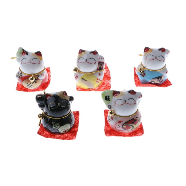 5 figuras de la fortuna de gato con representación animal para decoración del hogar.