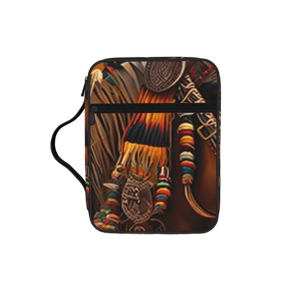 Southwestern Horse Ethnic Native Bible Storage Bag Case with Padded Handle Zipper Closure Pockets for for Church, Travel