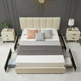 thumbnail image 3 of VECELO Full Size Bed Frame with 4 Storage Drawers, Modern Upholstered Platform Bed with Adjustable Headboard, Wood Slat Support/Easy Assembly, Beige, 3 of 8