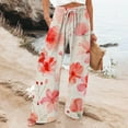 thumbnail image 2 of Women's Wide Leg Pants Retro Printed Fashionable Drawstring Loose High Waisted Casual Wide Leg Stretch Dress Casual Flowy Palazzo Pants Women, 2 of 5