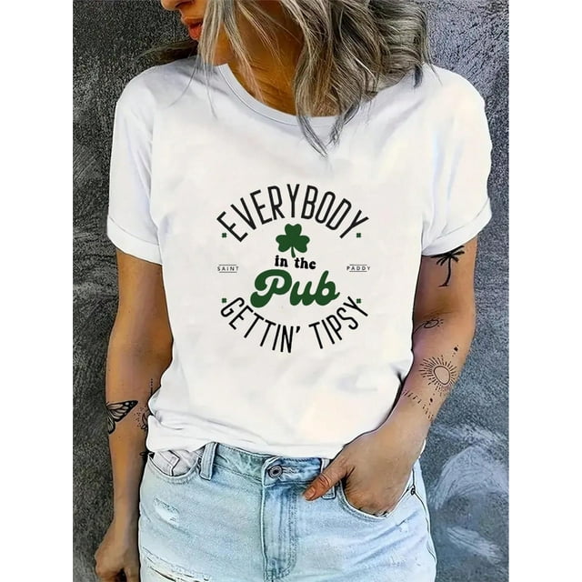 Funny St Pattys Day Shirt, Cotton Soft Breathable Comfort-Fit Crew Neck Tee, Patrick Day Gift For Women