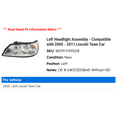 thumbnail image 2 of Left Driver Side Halogen Headlight Assembly - Compatible with 2005 - 2011 Lincoln Town Car (without HID) 2006 2007 2008 2009 2010, 2 of 2