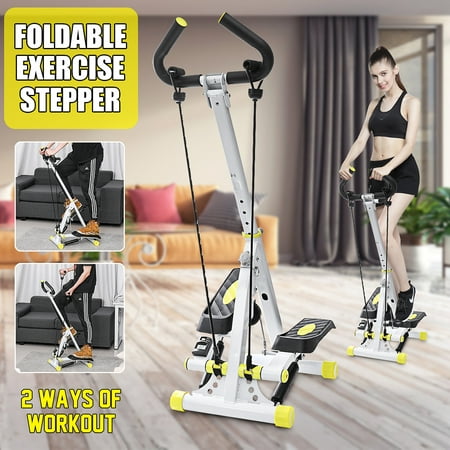Doufit Folding Climbing Stepper Step Machine with Resistance Band and Handle Bar Fitness Exercise Workout
