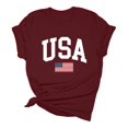 thumbnail image 5 of MESSIYO Shirts for Women Graphic Tees for Women oversized summer tops for women cute graphic tees for women women blouses USA Flag Tee Shirt For Short Sleeve American Proud T Shirt Tops Wine S, 5 of 6