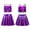 Purple, variant on 2Pcs Girls Glittery Sequins Jazz Dance Suit Cheerleading Crop Top with Pleated Mini Skirt Purple 6