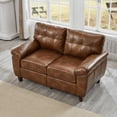 thumbnail image 2 of 59" Brown Faux Leather Loveseat with Hidden Storage and Plush Comfort, 2 of 10