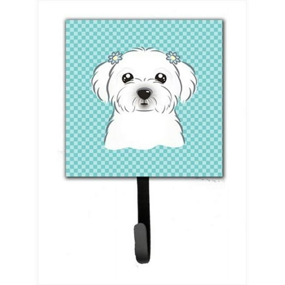 Carolines Treasures Checkerboard Blue Maltese Leash or Key Holder 7Hx4.25W multicolor