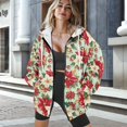 thumbnail image 3 of COEQINE Oversized Women's Hoodie Fashion Full Zipper Sweatshirts Dahlia Green Pattern Long Sleeve Casual Wear Y2K Soft Jacket Fall Outfits Tops with Pockets, XS, 3 of 7
