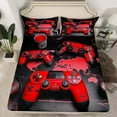 thumbnail image 2 of jejeloiu Red Gamepad Twin Sheet Sets,Modern Video Game Twin Fitted Sheet,Gaming Gamer Flat Sheet For Girl Kids,Super Cozy Bedroom Decor,3-Piece, 2 of 7
