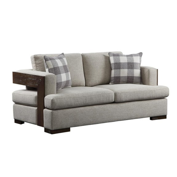 Acme Niamey Loveseat with 2 Pillows in Fabric & Cherry
