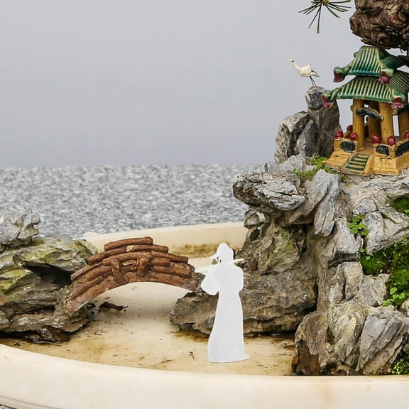 TITINICE 2Pcs White Plastic Ancient Figure Sculptures Micro Landscape Figurines for Home Office Bonsai Decor