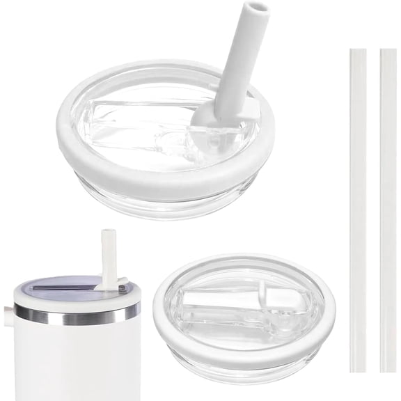 40 OZ 2 Pcs Tumbler Flip Straw Lid Replacement Fit for Stanley Quencher Tumbler, Spill Proof and Leak Resistant Tumbler Lids Compatible with Stanley Cup Accessories