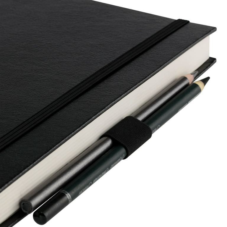 Creative Mark Hard Leather Bound Sketchbook [160 Pages - 5 x 7], Black  Embossed Leatherette Journal, Acid-Free Paper, Perfect for Dry Media,  Drawing With Elastic Pen Loop & Page Keeper Ribbon 