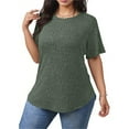 thumbnail image 5 of Vibrex Womens Plus Size Tops Crewneck Short Sleeve Shirts Casual Loose Tunic Tops Curved Hem Summer Blouses, 5 of 8