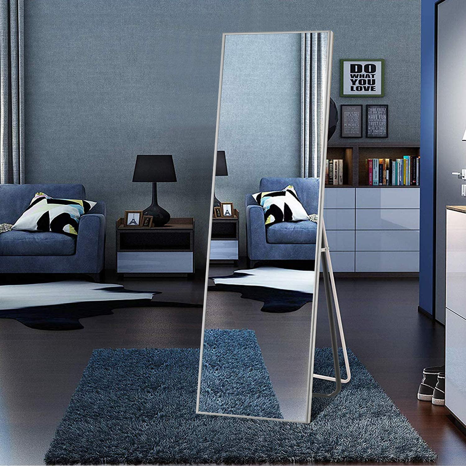 Full Length Mirror Floor Decor Mirror Hanging/Leaning Large Wall Mounted Mirror Horizontal